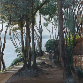 Painting titled "Promenade au bord d…" by Lonicera, Original Artwork, Oil