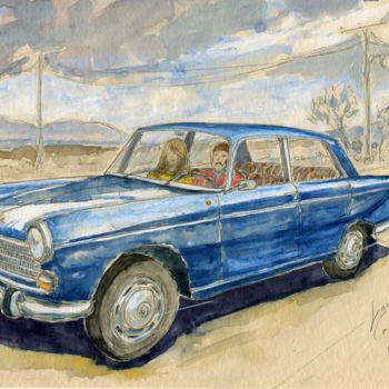 Pittura intitolato "Peugeot 404" da Loran De Cevinne, Opera d'arte originale, Acquarello