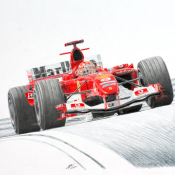 Dibujo titulada "Michael Schumacher…" por Lorenzo Benetton, Obra de arte original, Conté