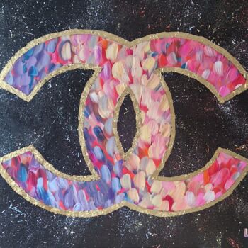 Painting titled "CHANEL BY LORIE" by Lorie Renaud, Original Artwork, Acrylic Mounted on Wood Stretcher frame