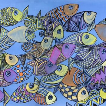 Ζωγραφική με τίτλο "Multicolore" από Michel, Αυθεντικά έργα τέχνης, Ακουαρέλα Τοποθετήθηκε στο Χαρτόνι