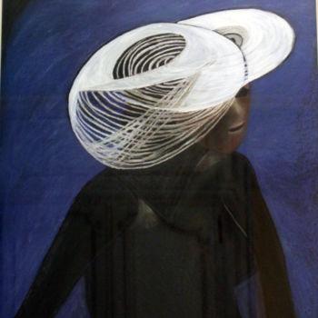 Картина под названием "chapeau-blanc.jpg" - Louise Bressange, Подлинное произведение искусства, Пастель