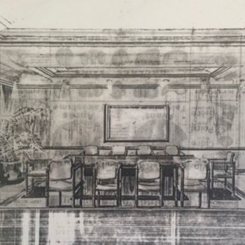 Drawing titled "TSB Conference Room" by Louise Morales, Original Artwork, Pencil