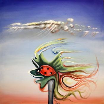 Schilderij getiteld "ladybug" door Dimitrios Loumiotis, Origineel Kunstwerk, Olie