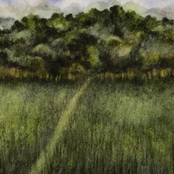 Malerei mit dem Titel "Forêt paisible" von Lourtis, Original-Kunstwerk, Aquarell