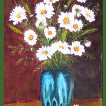 Painting titled "Les marguerites" by Lou Streel, Original Artwork, Oil