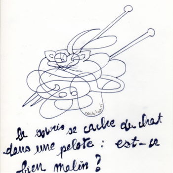 Drawing titled ""La souris se cache…" by Cécile Louvel, Original Artwork, Other