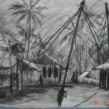 Painting titled "gulakuley fasgandu" by L’Sart, Original Artwork, Charcoal