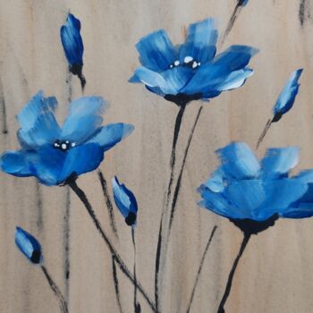 Pintura intitulada "Blue flowers" por Lu Sho, Obras de arte originais, Acrílico