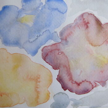 Peinture intitulée "Trois fleurs  / A08" par Lubomila Kossachka, Œuvre d'art originale, Aquarelle