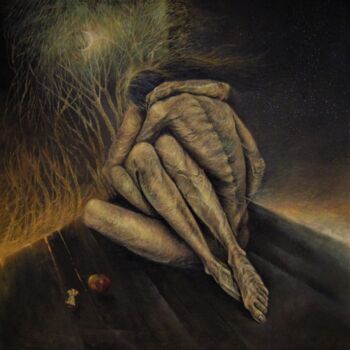 Картина под названием "Decliné" - Ľubomír Sinčák, Подлинное произведение искусства, Масло Установлен на Деревянная рама для…