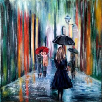 "Rainy evening - Gir…" başlıklı Tablo Любовь Самойлова tarafından, Orijinal sanat, Petrol