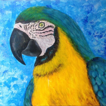 "Green parrot" başlıklı Tablo Любовь Самойлова tarafından, Orijinal sanat, Akrilik Karton üzerine monte edilmiş