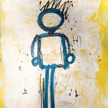 Painting titled "Standing Human" by Luc Villard, Original Artwork, Acrylic Mounted on Wood Stretcher frame