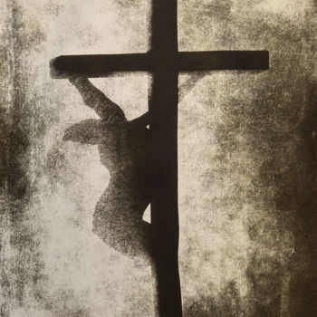 Printmaking titled "Crucifix" by Luca Federici, Original Artwork, Oil