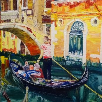 Painting titled "Venice" by Luca Cistaro, Original Artwork, Oil Mounted on Wood Stretcher frame