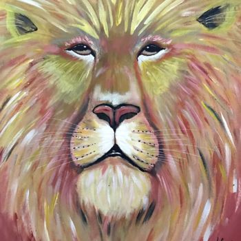 Painting titled "LION COLORÉ SUR TOI…" by Lucas Maraud, Original Artwork