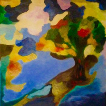Pintura titulada "La Terre se Noie" por Lucette Senn, Obra de arte original