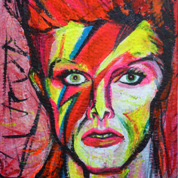 Peinture intitulée "David Bowie IMMORTEL" par Lucie Rydlova, Œuvre d'art originale, Acrylique