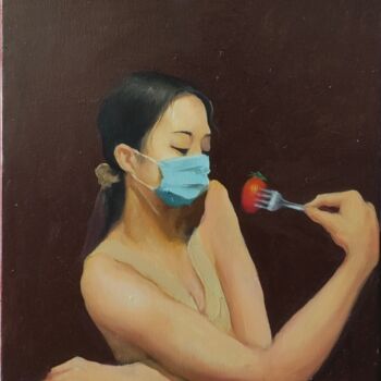 Painting titled "端详" by Lucrezio, Original Artwork, Oil