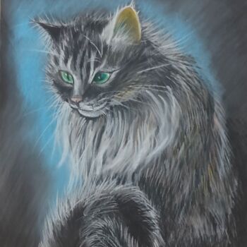 Картина под названием "Кіт" - Ludmila Toryanik, Подлинное произведение искусства, Пастель