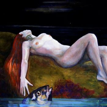 Painting titled "Ondine" by Ludmila Constant, Original Artwork, Oil