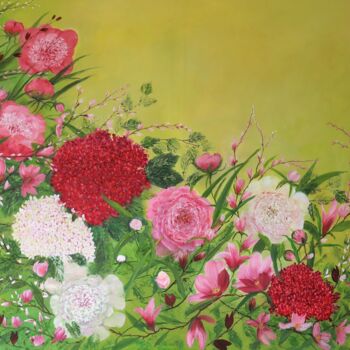 Pintura titulada "Colorful flowers" por Ludmilla Ukrow, Obra de arte original, Oleo