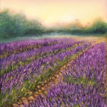 제목이 "Lavender landscape 4"인 미술작품 Ludmilla Ukrow로, 원작, 기름
