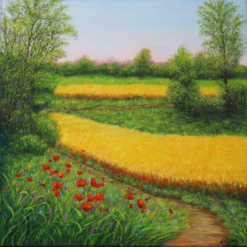 Pintura intitulada "Country landscape w…" por Ludmilla Ukrow, Obras de arte originais, Óleo