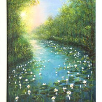 제목이 "Water lily pond 2"인 미술작품 Ludmilla Ukrow로, 원작, 기름