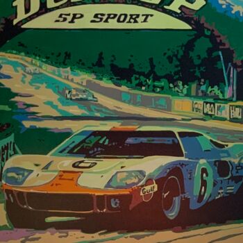 Malarstwo zatytułowany „Ford GT40 at Le Mans” autorstwa Ludo Knaepkens, Oryginalna praca, Akryl