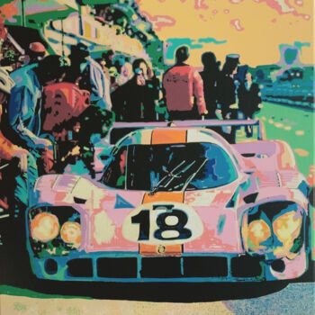 Malerei mit dem Titel "Pitstop 24h Le Mans…" von Ludo Knaepkens, Original-Kunstwerk, Acryl