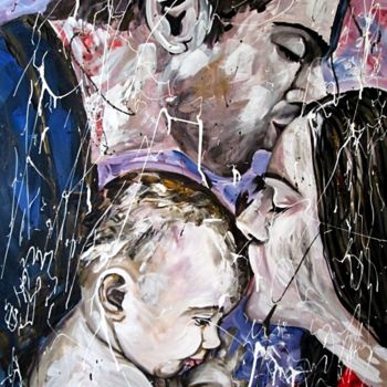 Schilderij getiteld "wonder-threesome" door Ludo Sevcik, Origineel Kunstwerk, Acryl