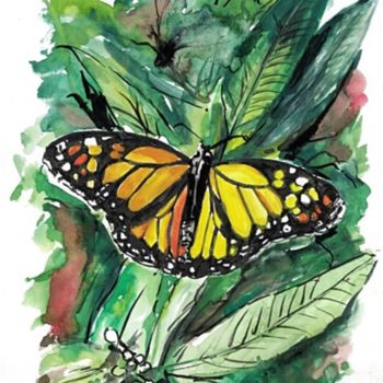 Painting titled "butterfly-1.jpg" by Ludo Sevcik, Original Artwork, Watercolor