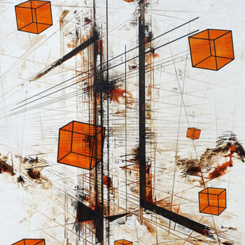 Painting titled "BUILD" by Ludovic Mercher, Original Artwork, Acrylic Mounted on Wood Stretcher frame
