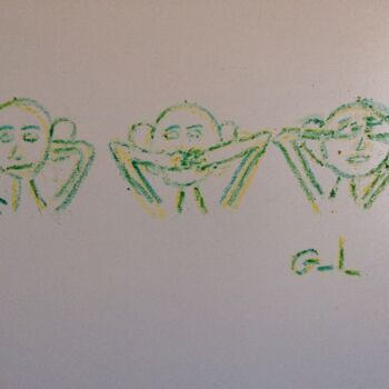 제목이 "les trois singes"인 미술작품 Ludovic Grumel로, 원작, 파스텔
