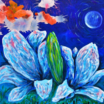 Painting titled "Lilies and surround…" by Luigi Cataldi, Original Artwork, Oil