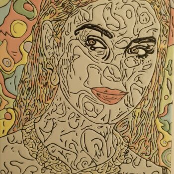 Картина под названием "Monica Bellucci" - Luigi Corriero (Luicorresart), Подлинное произведение искусства, Эмаль Установлен…