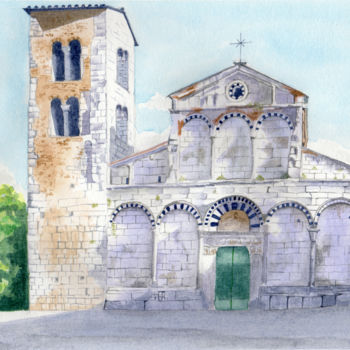 Pittura intitolato "Pieve San Giovanni…" da Luigi Giammattei, Opera d'arte originale, Acquarello