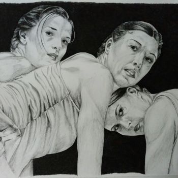 Drawing titled "Bailarinas" by Lacasa, Original Artwork, Ink