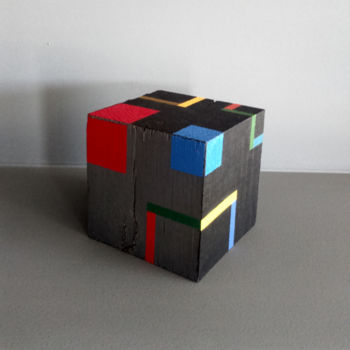 Sculpture titled "Cube a" by Luis Medina, Original Artwork, Wood