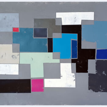 Pittura intitolato "Grey and blue compo…" da Luis Medina, Opera d'arte originale, Acrilico
