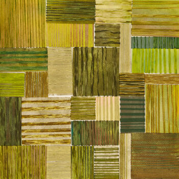 Textielkunst getiteld "verdes" door Luisa Grau, Origineel Kunstwerk, Draad Gemonteerd op Karton