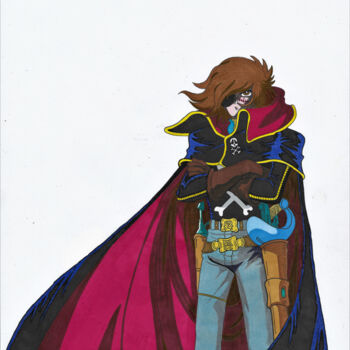 Drawing titled "Captain Harlock" by Luka Skore, Original Artwork, Marker