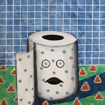 Malerei mit dem Titel "Toilet paper" von Lukas Pavlisin, Original-Kunstwerk, Acryl