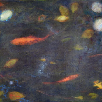 Картина под названием "The pond between Fa…" - Luke Morgan, Подлинное произведение искусства, Масло