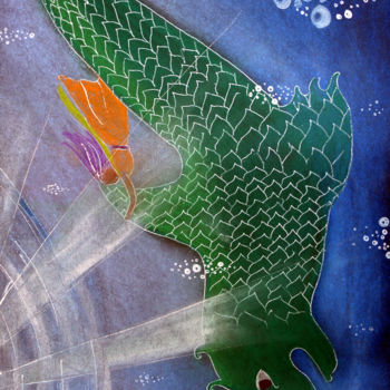 Tekening getiteld "Dragon d'eau" door Lune Et Animo, Origineel Kunstwerk