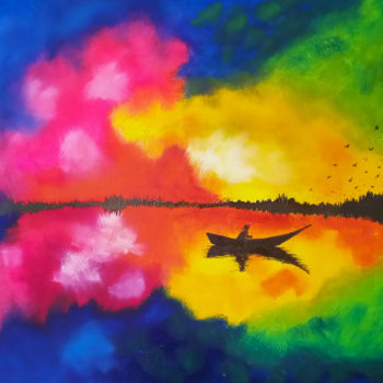 Painting titled "Fisherman at Sunset" by Tatyana Lysenko, Original Artwork, Oil