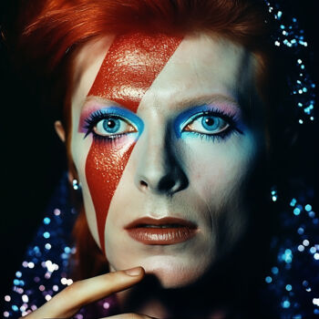 「Bowie Stardust」というタイトルのデジタルアーツ Luuk Denekampによって, オリジナルのアートワーク, AI生成画像