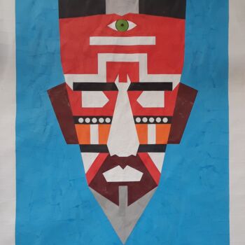 Collages getiteld "Untitled-Mask 2" door Lwazi 99 Art, Origineel Kunstwerk, Collages